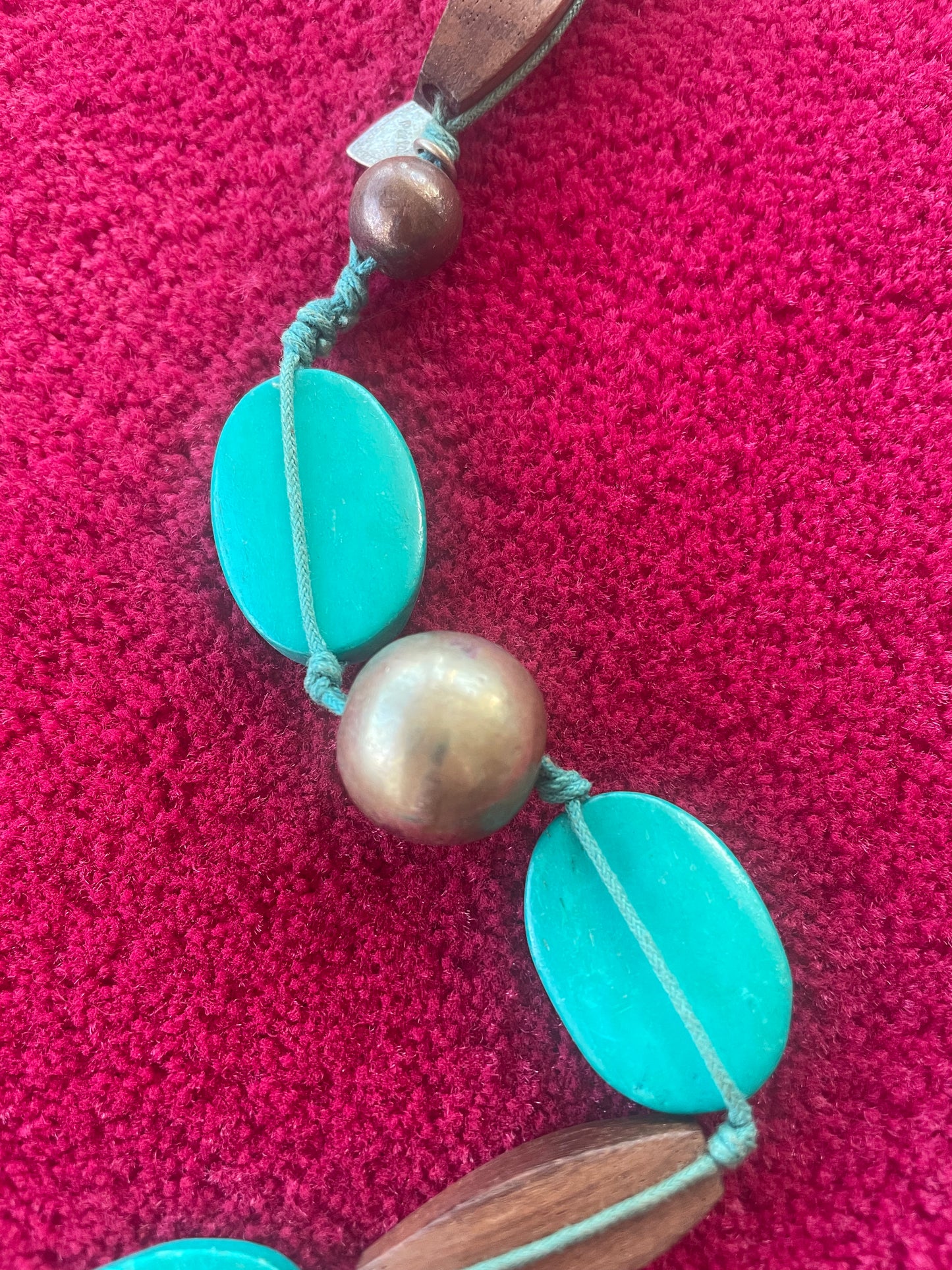 Collier Naturel avec Bois et Perles Turquoises