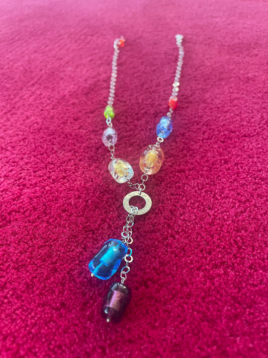 Collier Chaîne avec Perles Colorées et Pendentif